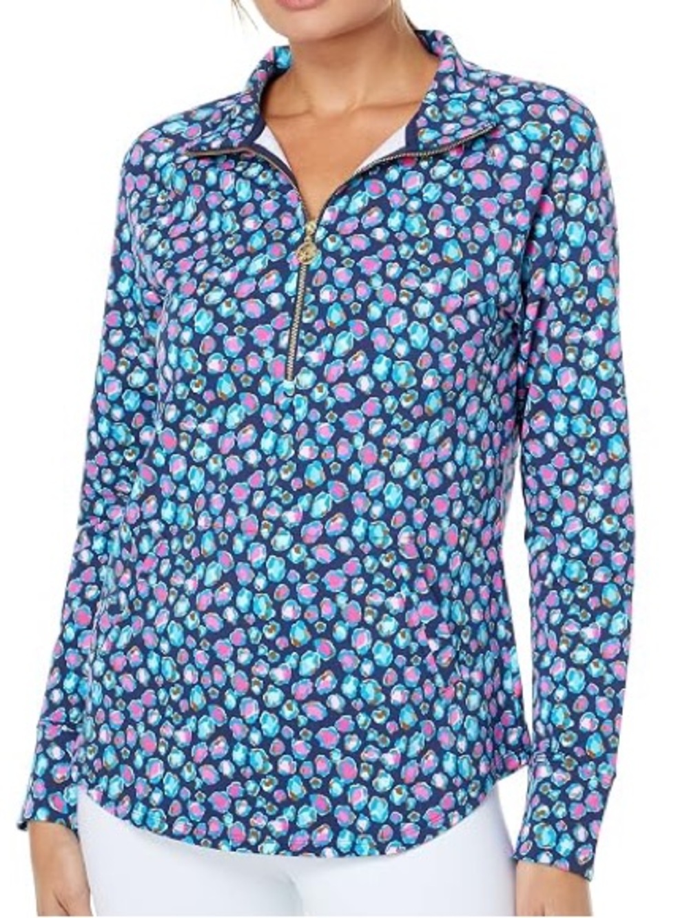 Lilly Pulitzer UPF 50+ Skipper Popover Terrycloth Women’s XL Seabreeze Blue